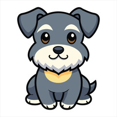 Fototapeta premium Cute Cartoon Miniature Schnauzer Puppy Sitting Smiling Vector Illustration 