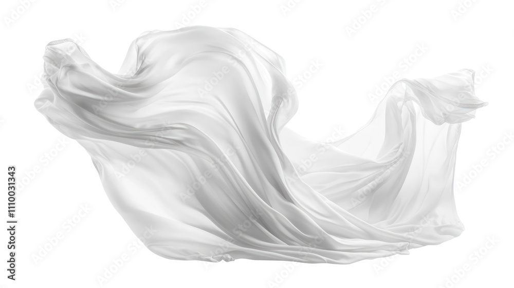 Poster a flowing white fabric appears to float gracefully, creating an ethereal and dynamic visual effect.