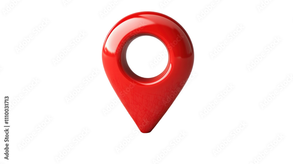 Poster a glossy red location pin icon, commonly used in maps and navigation apps to indicate a specific poi