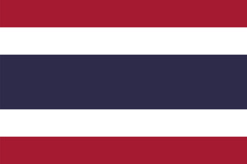 thailand national simple flag, thai state flag vector illustration