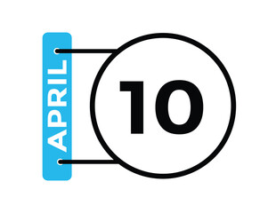 10 April calendar vector. Flat vector daily calendar icon. calendar icon vector.10 april Calendar Day or Calendar Date for Deadlines or Appointment 
