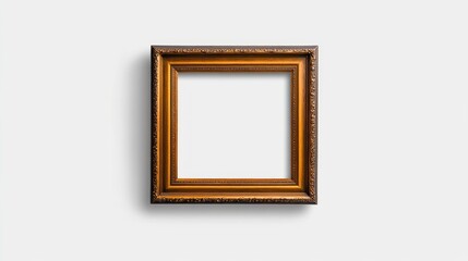 Gold Rectangular Frame on White Background - Straight On View