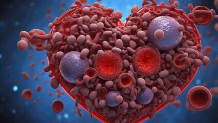 Using 3D illustration elements, the conditions heart and bacteria, bacterial endocarditis, septicemia, or sepsis are examples of blood poisoning caused by germs.-