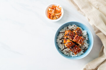 eel rice bowl or unagi rice bowl