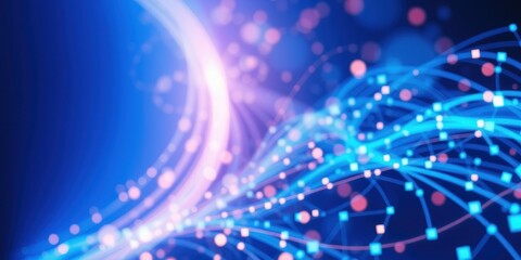 Fototapeta premium Abstract Background of Intertwined Lines and Glowing Lights in a Blue and Pink Color Palette