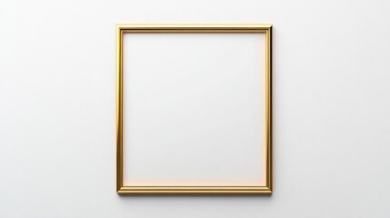 Golden Minimalist Rectangular Frame with Rounded Corners on White Background