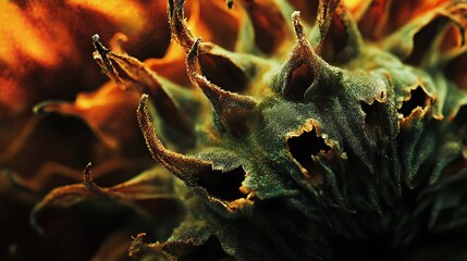 Obraz premium Dried Sunflower Head Close Up Detailed Texture