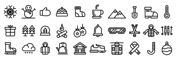 30 winter icon set collection, winter symbol icon for print and more