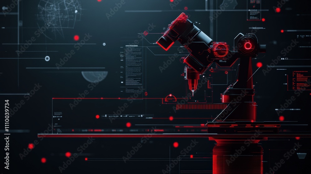 Aufkleber Futuristic Robotic Arm with High-Tech Interface and Digital Elements, Showcasing Innovation in Automation and Advanced Manufacturing Processes