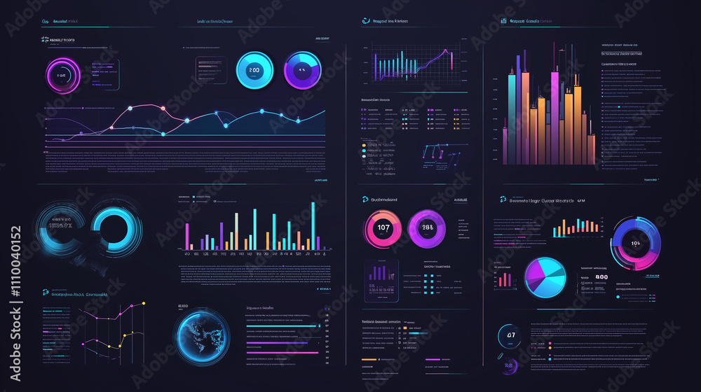 Canvas Prints business growth analysis infographic with stacked bar graphs, line charts, and icons for key metrics