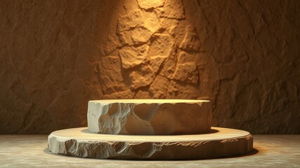 Stone Pedestal with Rough Texture and a Soft Light Source in the Background