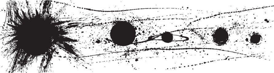 太陽系惑星　宇宙　銀河　手書きイラスト