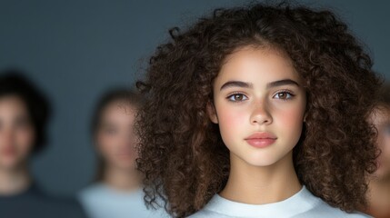 Leading with Individuality: Confident Young Woman Stands Out from the Crowd