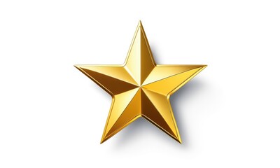 Golden star symbol on white background reflecting light and elegance