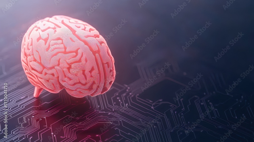 Poster ai for generating income concept, advanced ai model on glowing platform for managing complex data pr