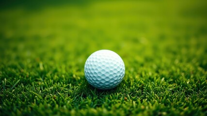 A single golf ball sits on a lush green fairway, waiting for the next shot.