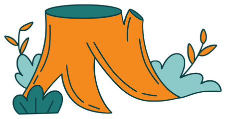 Vector : Green Orange Trunk Camping Outdoor Stuff and Element Illustration Decoration 