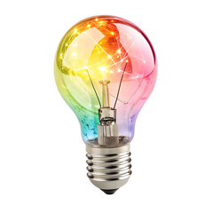 Fototapeta premium Colorful Light Bulb Symbolizing Innovation and Creativity