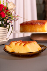 Cassava cake with caramel