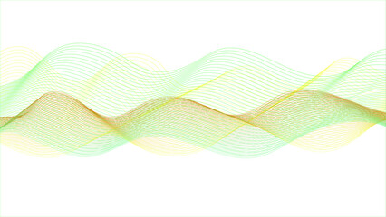 Abstract Transparent Yellow Green Waves Design with Smooth Curves on Modern Background, curved wave. Abstract wave element for design.