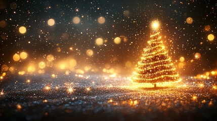Naklejka premium Sparkling christmas tree decoration magical winter wonderland holiday celebration nighttime festive atmosphere joyful spirit