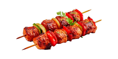 Delicious grilled kebabs on skewers