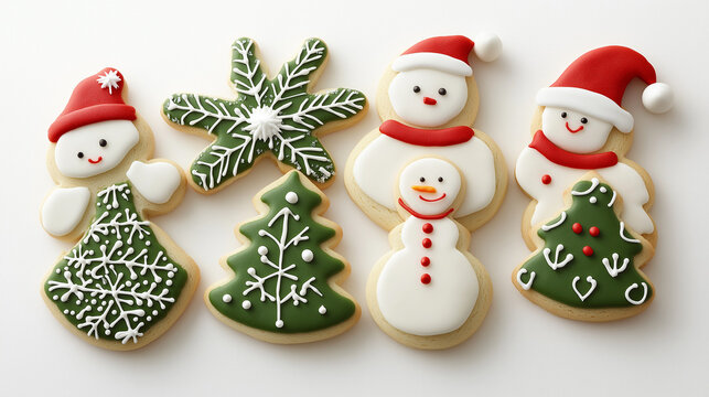 snowman and christmas decoration cookies