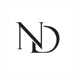 "ND letter logo: A sleek and professional monogram design combining the letters 'N' and 'D' with clean lines and elegant typography, perfect for modern branding in any industry."