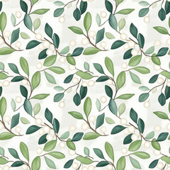 Delicate watercolor floral pattern vintage style minimalist design seamless background