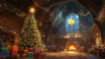 Obraz premium Cozy Christmas Scene with a Festive Atmosphere