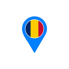 Chad location pin vector with national flag design