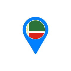 Obraz premium Chechen Republic location pin vector with national flag design