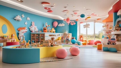  The inside of a contemporary toy area for kids-