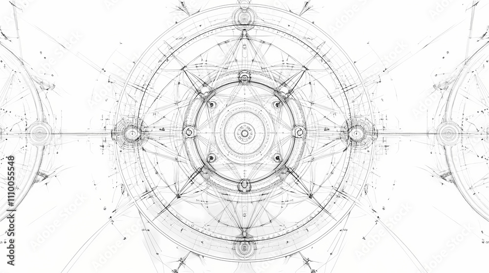Wall mural wheel of the world _a sacred geometry design with a mathematical and natural theme. the design has a