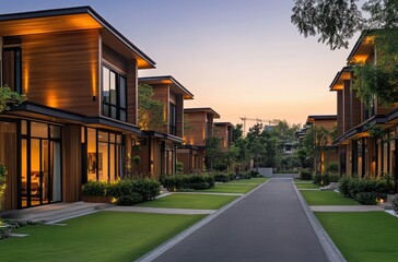 Obraz premium A sleek residential development, perfect for investors or families, offering modern homes in a quiet, secure environment.