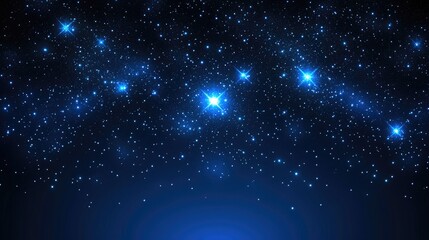 Starry Sky Background with Dark Blue Color Scheme, Realistic Starry Night Sky, Deep Space Background, Starlight Particles, Bright Stars, High Resolution and Detail, Sharp Focus, Cinematic Lighting