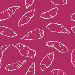 Seamless Japanese purple Sweet potatoes pattern, cute minimal food pattern for textile or wrapping paper