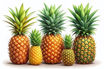 Exotic Pineapple Fruits Illustration - Rule of Thirds Composition