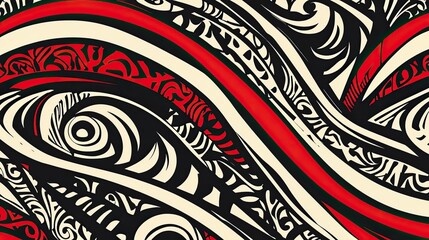 Abstract Red Black And White Swirling Eye Design