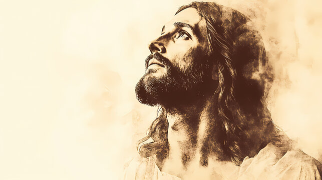 Image of jesus of nazareth, christ or jesus christ, son of god, he is the central figure of christianity and one of the most influential in history. Sacred. Illustration