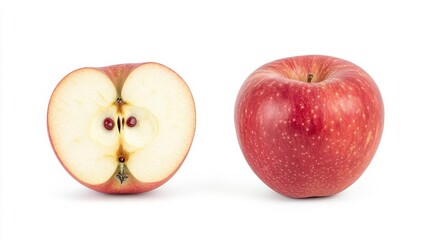 Apple themed image showing red apples isolated over a white background