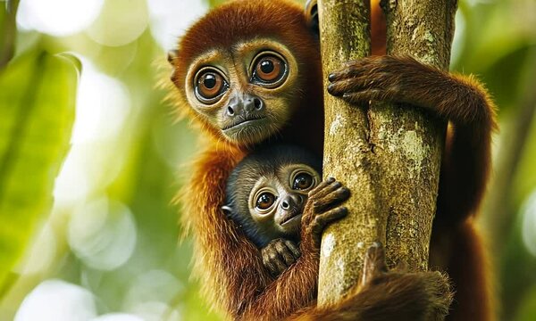 Red-shanked Douc Langur Mother and Baby