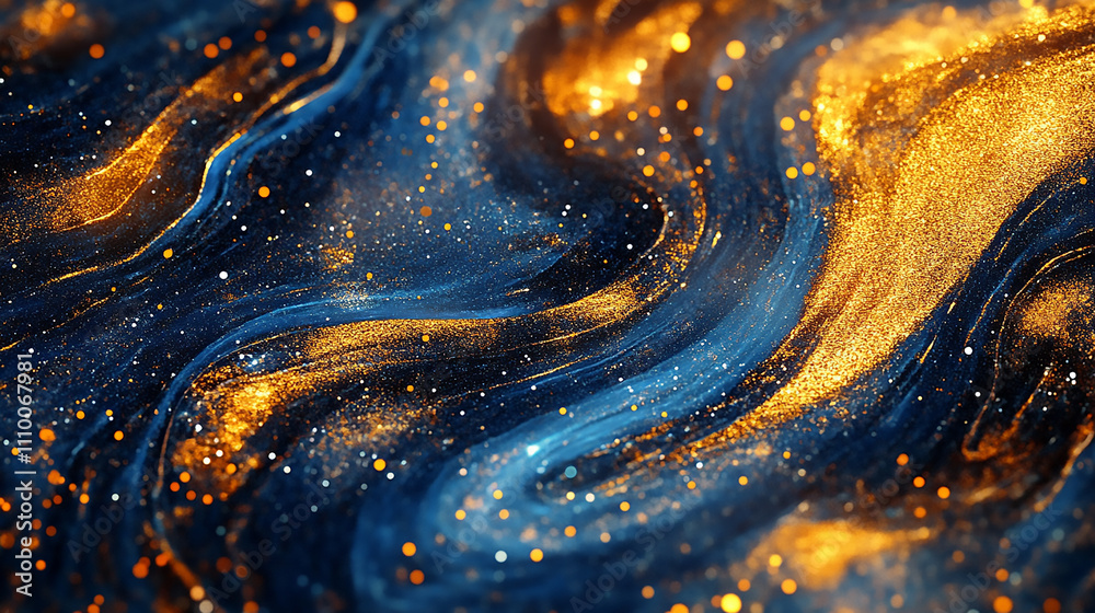 Wall mural glowing red and gold sparkle background with bokeh effect captivating golden sparkles enchant in a m
