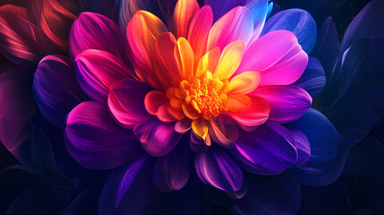 Chakra blooming colorful, pineal gland opening like a flower, third chakra, soul, sacred geometry, spiritual esoteric concept, astral, spirituality, meditation, generative ai. Sacred. Illustration