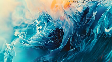 Abstract Fluid Art Teal Blue Swirling Waves