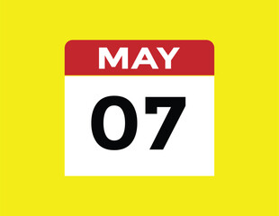  May 7 calendar icon Date Month calendar icon vector illustration
