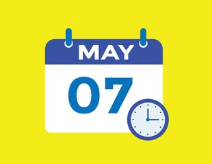  May 7 calendar icon Date Month calendar icon vector illustration
