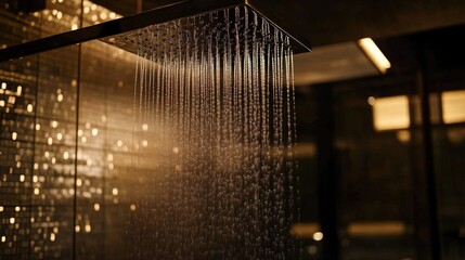 High-Quality Showerhead with Water Flow in Modern Bathroom Setting