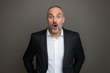 Portrait of a Surprised Elegant Businessman with an Expressive Reaction