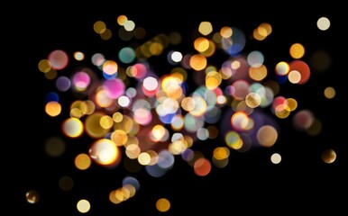 Blurred colorful bokeh lights abstract vibrant aesthetic with glowing circles on a dark background